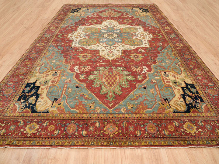 12'1" x 18'2" New Hand Knotted Red Wool Rectangle Oriental Rug - MOA10265511