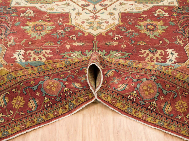 12'1" x 18'2" New Hand Knotted Red Wool Rectangle Oriental Rug - MOA10265511