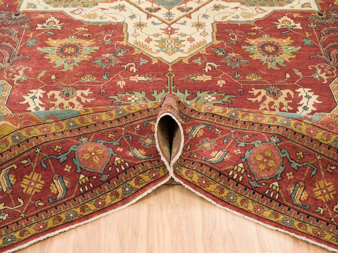 12'1" x 18'2" New Hand Knotted Red Wool Rectangle Oriental Rug - MOA10265511