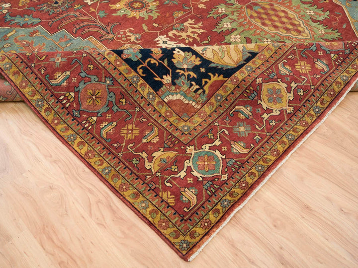 12'1" x 18'2" New Hand Knotted Red Wool Rectangle Oriental Rug - MOA10265511