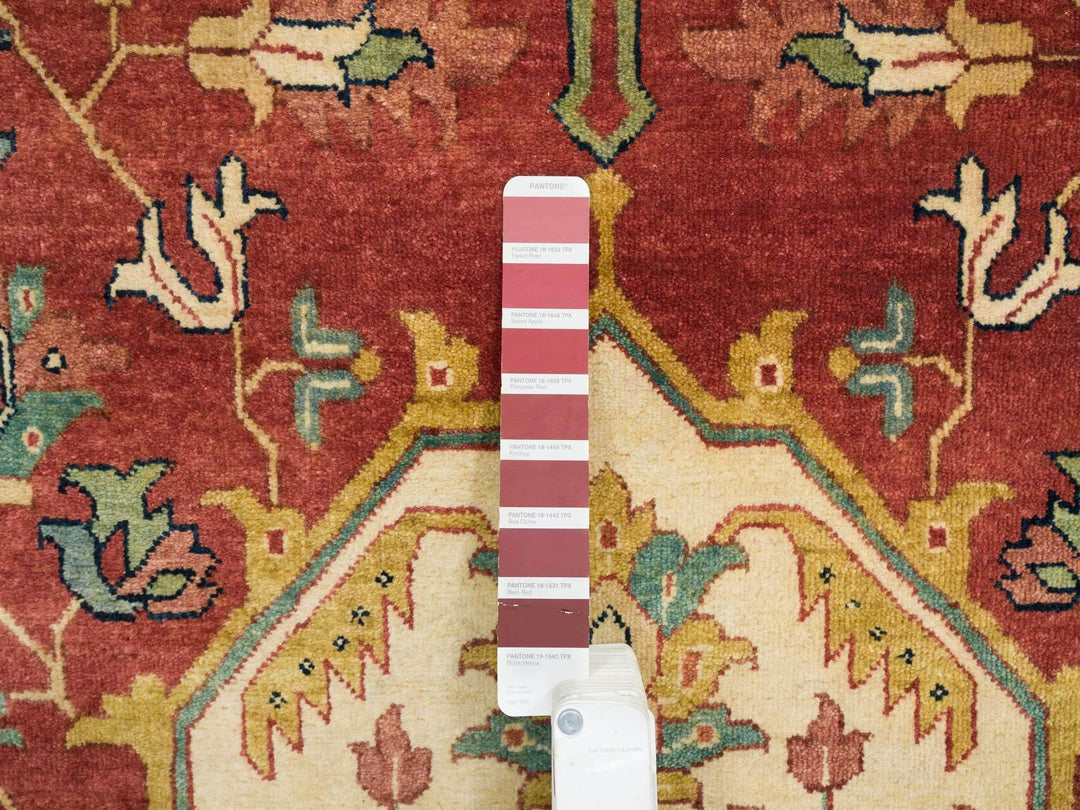 12'1" x 18'2" New Hand Knotted Red Wool Rectangle Oriental Rug - MOA10265511