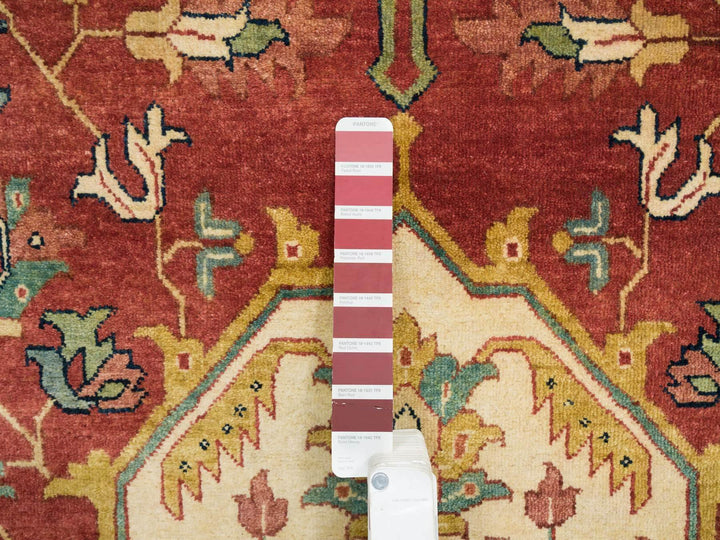 12'1" x 18'2" New Hand Knotted Red Wool Rectangle Oriental Rug - MOA10265511