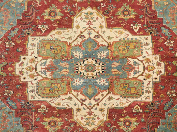 12'1" x 18'2" New Hand Knotted Red Wool Rectangle Oriental Rug - MOA10265511