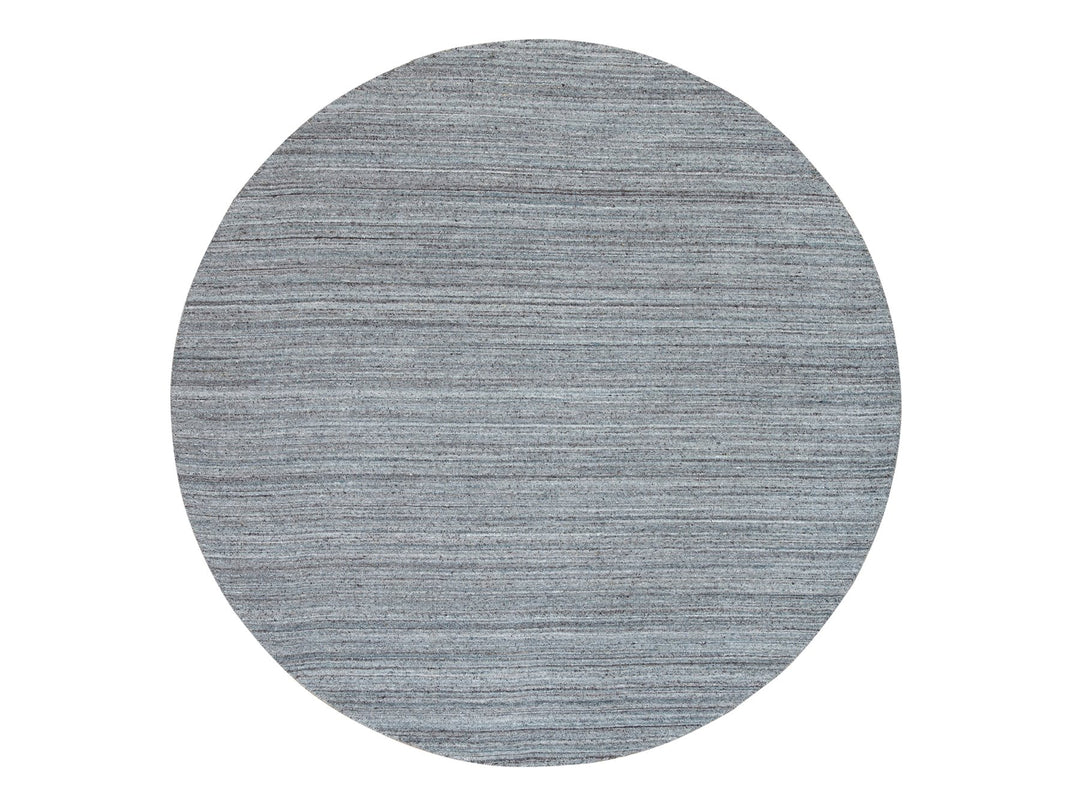 8'0" x 8'0" New Hand Loomed Grey Wool Round Oriental Rug - MOA10265552