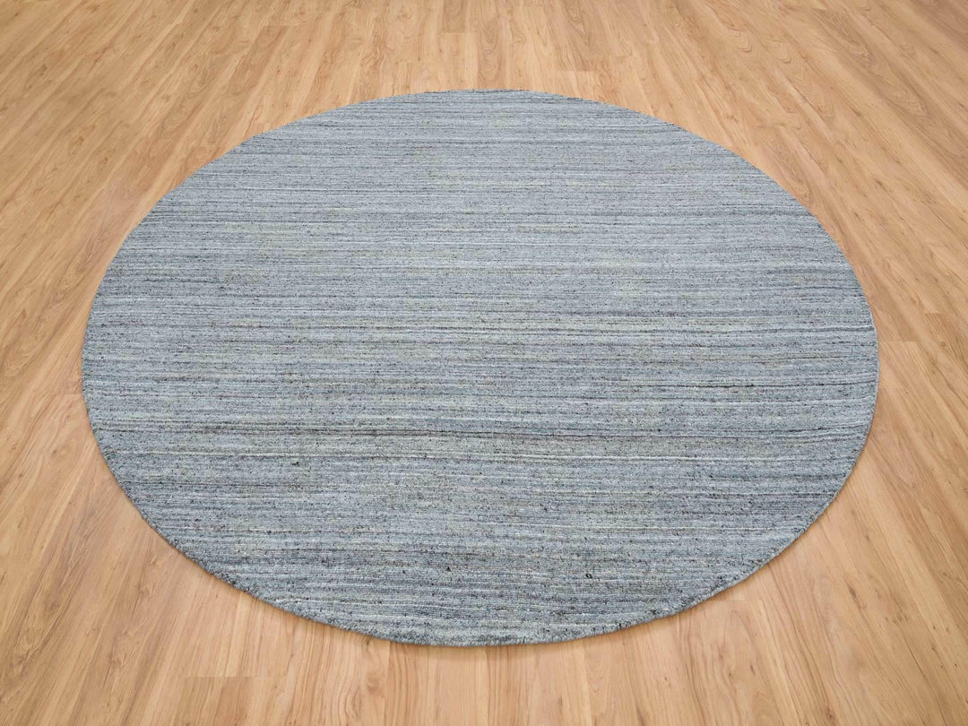 8'0" x 8'0" New Hand Loomed Grey Wool Round Oriental Rug - MOA10265552