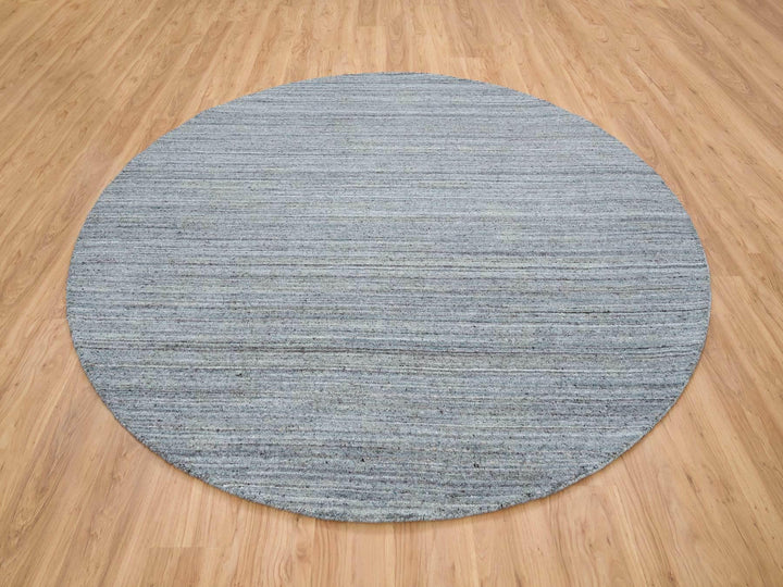 8'0" x 8'0" New Hand Loomed Grey Wool Round Oriental Rug - MOA10265552