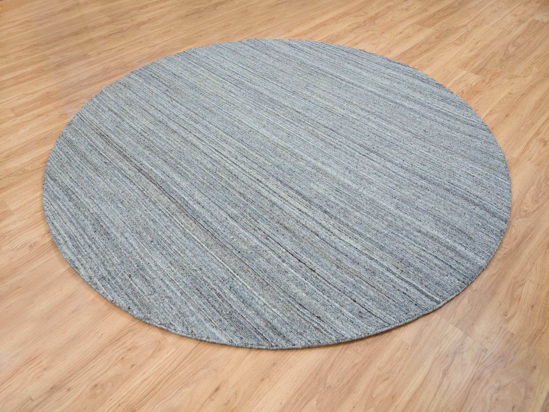 8'0" x 8'0" New Hand Loomed Grey Wool Round Oriental Rug - MOA10265552
