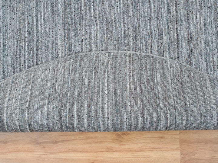 8'0" x 8'0" New Hand Loomed Grey Wool Round Oriental Rug - MOA10265552