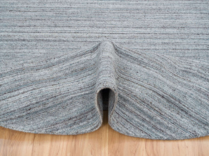 8'0" x 8'0" New Hand Loomed Grey Wool Round Oriental Rug - MOA10265552