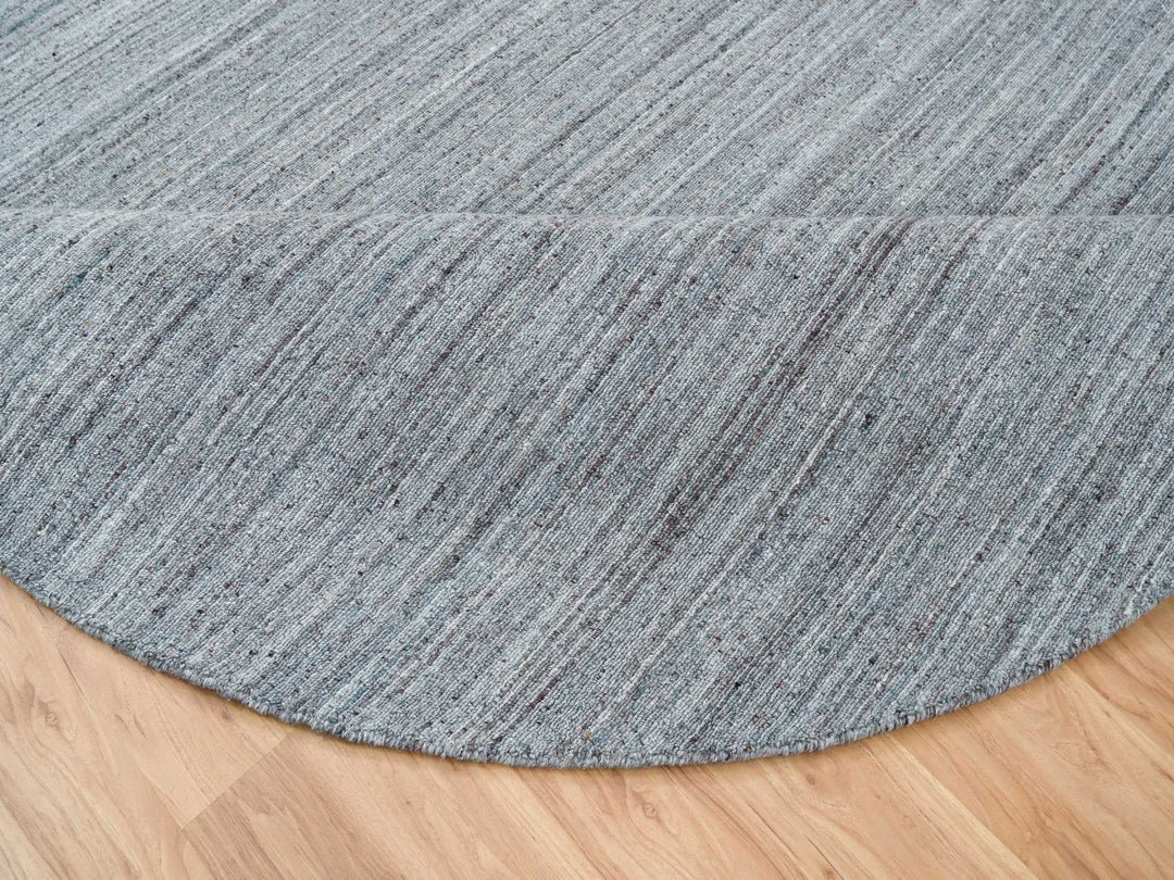 8'0" x 8'0" New Hand Loomed Grey Wool Round Oriental Rug - MOA10265552