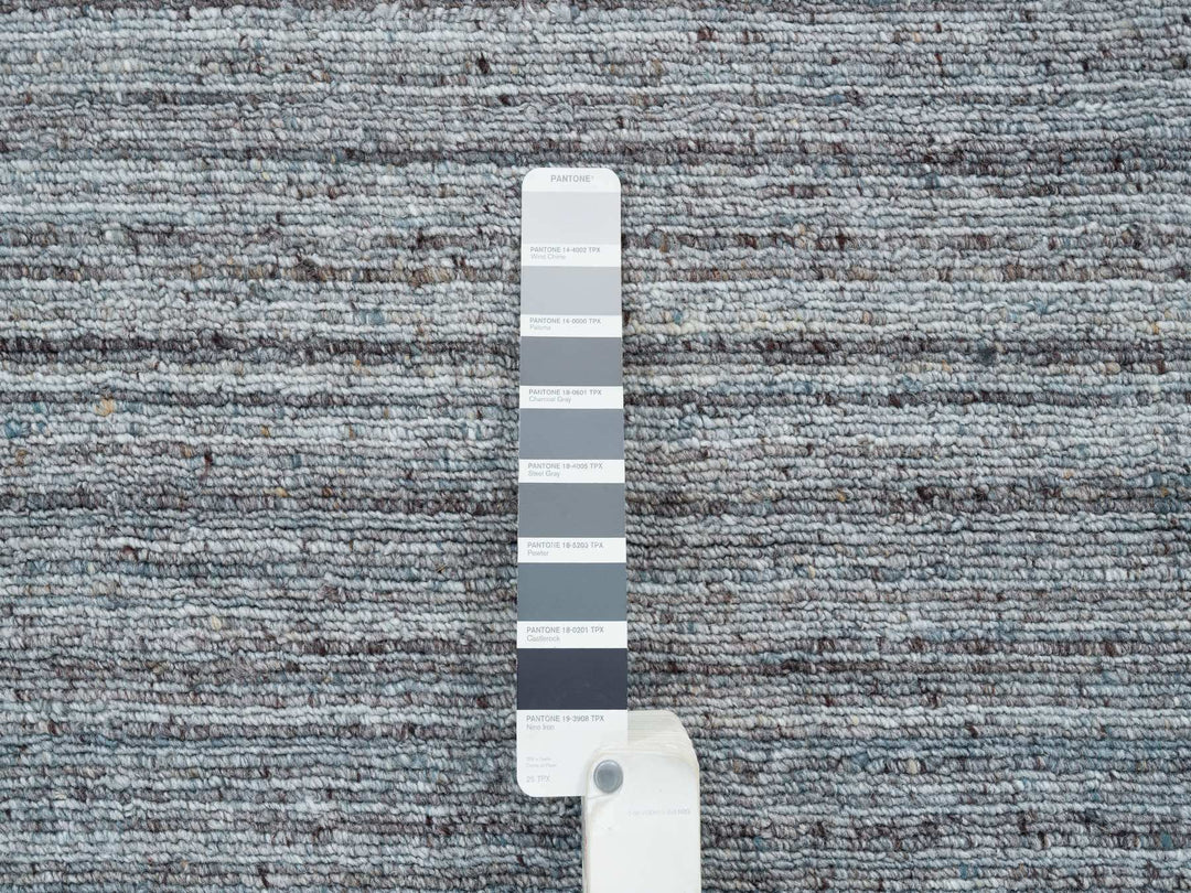 8'0" x 8'0" New Hand Loomed Grey Wool Round Oriental Rug - MOA10265552