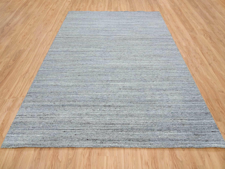 9'0" x 12'0" New Hand Loomed Grey Wool Rectangle Oriental Rug - MOA10265553