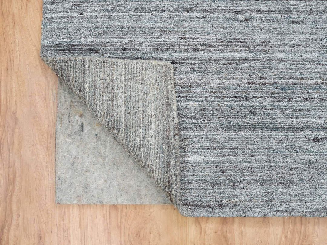 9'0" x 12'0" New Hand Loomed Grey Wool Rectangle Oriental Rug - MOA10265553