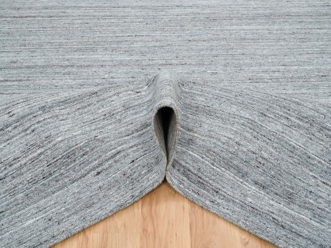 9'0" x 12'0" New Hand Loomed Grey Wool Rectangle Oriental Rug - MOA10265553