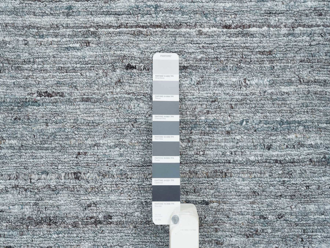 9'0" x 12'0" New Hand Loomed Grey Wool Rectangle Oriental Rug - MOA10265553