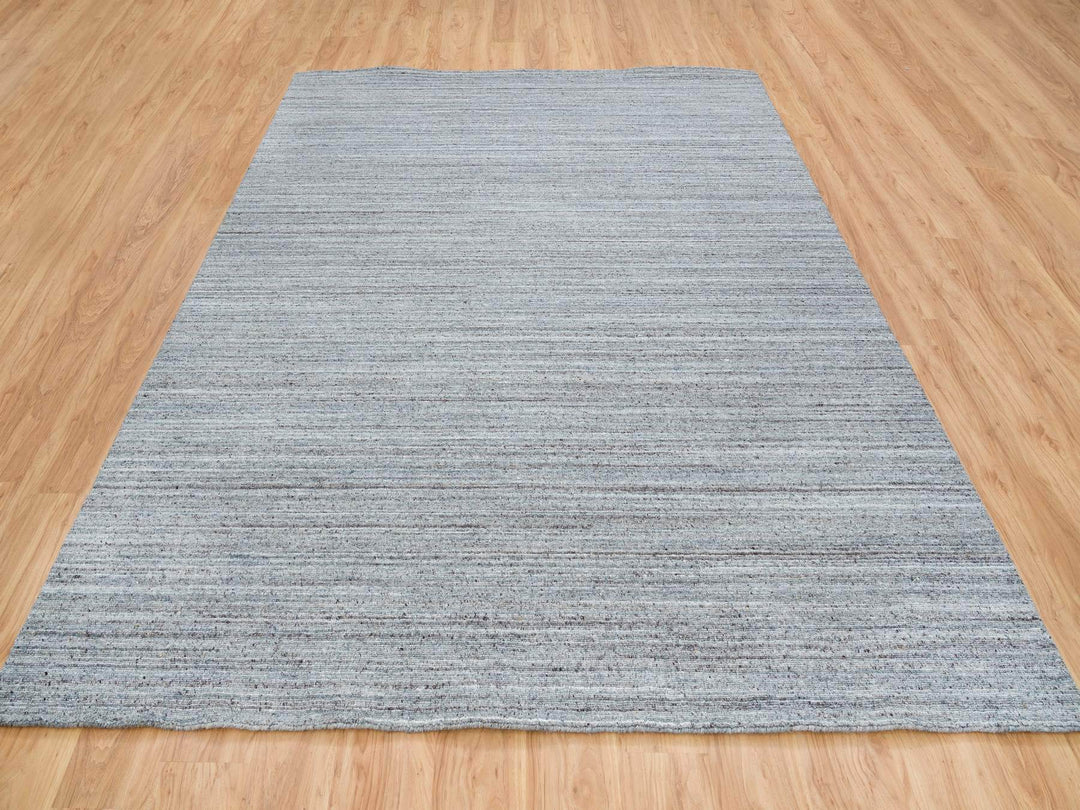 8'1" x 10'0" New Hand Loomed Grey Wool Rectangle Oriental Rug - MOA10265555