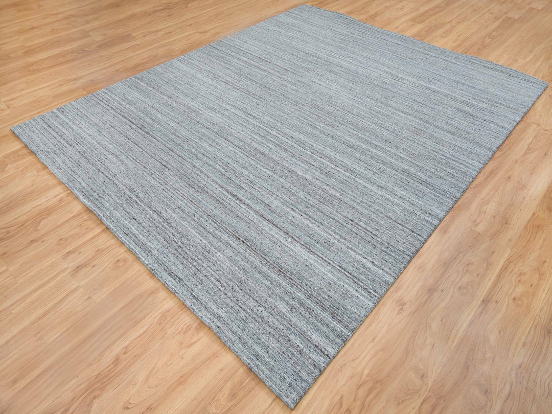 8'1" x 10'0" New Hand Loomed Grey Wool Rectangle Oriental Rug - MOA10265555
