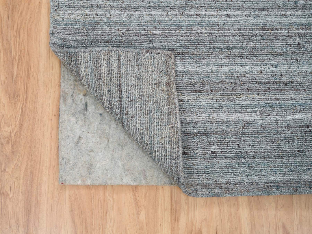2'7" x 14'0" New Hand Loomed Grey Wool Runner Oriental Rug - MOA10265556