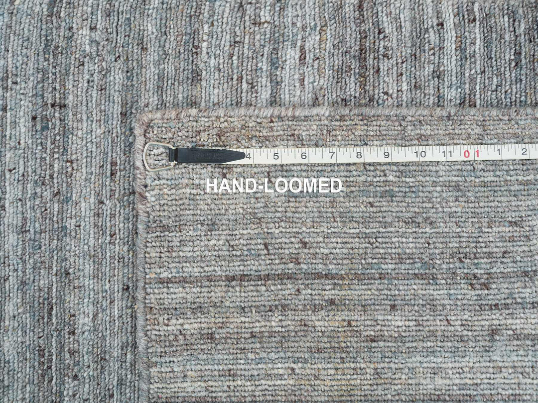 2'7" x 14'0" New Hand Loomed Grey Wool Runner Oriental Rug - MOA10265556