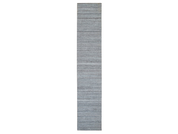 2'7" x 14'0" New Hand Loomed Grey Wool Runner Oriental Rug - MOA10265557