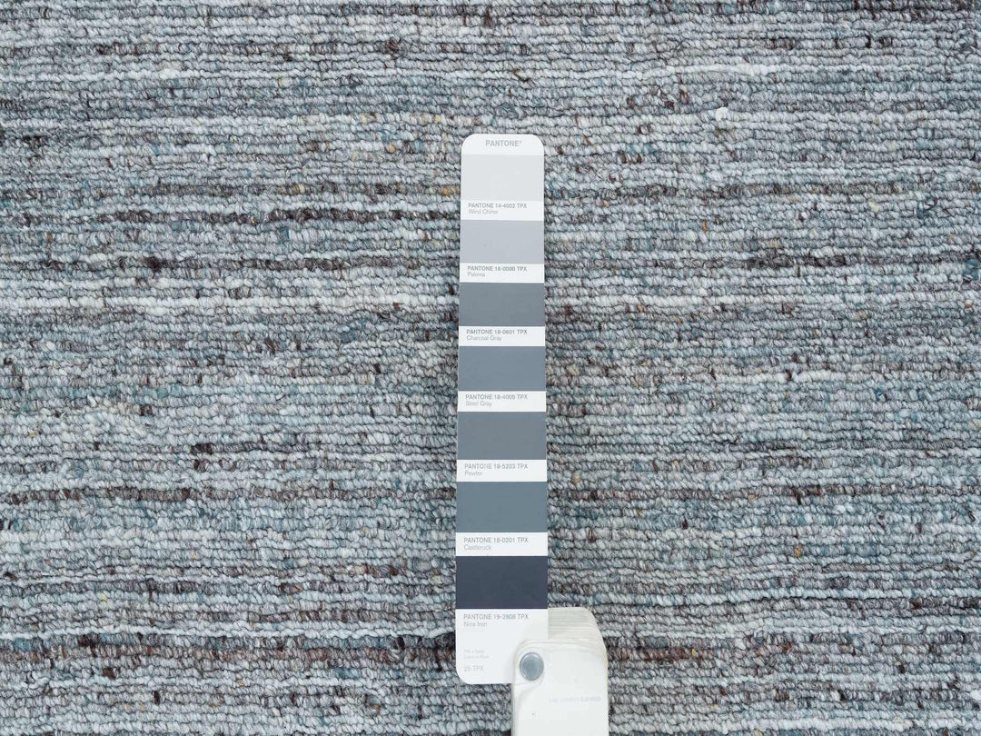 2'7" x 14'0" New Hand Loomed Grey Wool Runner Oriental Rug - MOA10265557