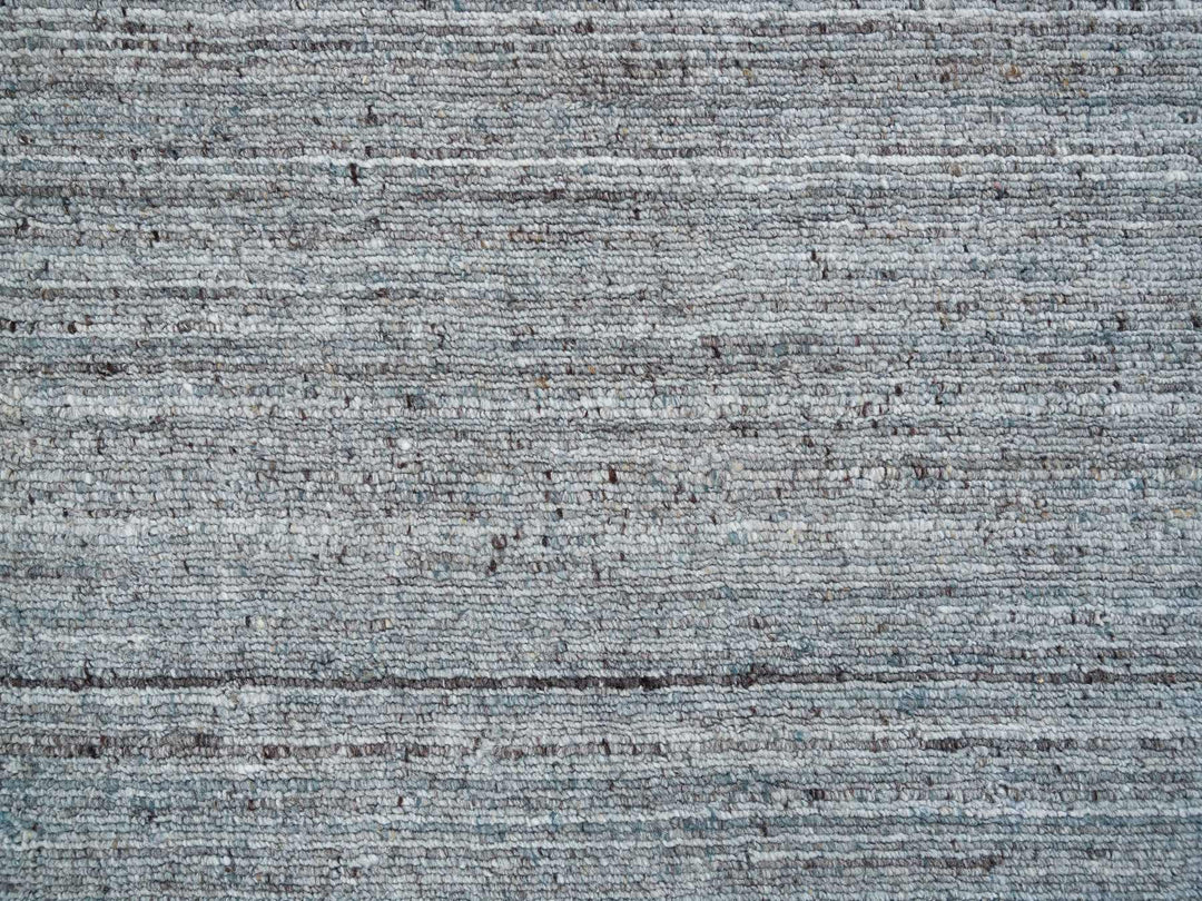 2'7" x 14'0" New Hand Loomed Grey Wool Runner Oriental Rug - MOA10265557