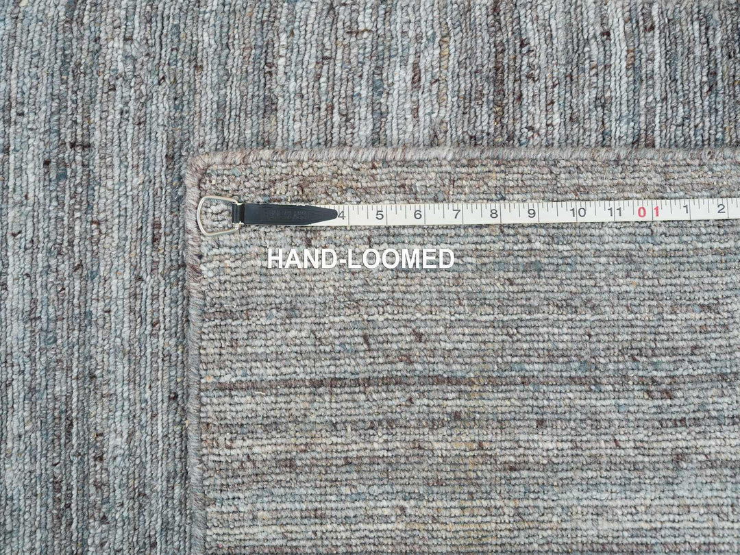 2'7" x 14'0" New Hand Loomed Grey Wool Runner Oriental Rug - MOA10265557