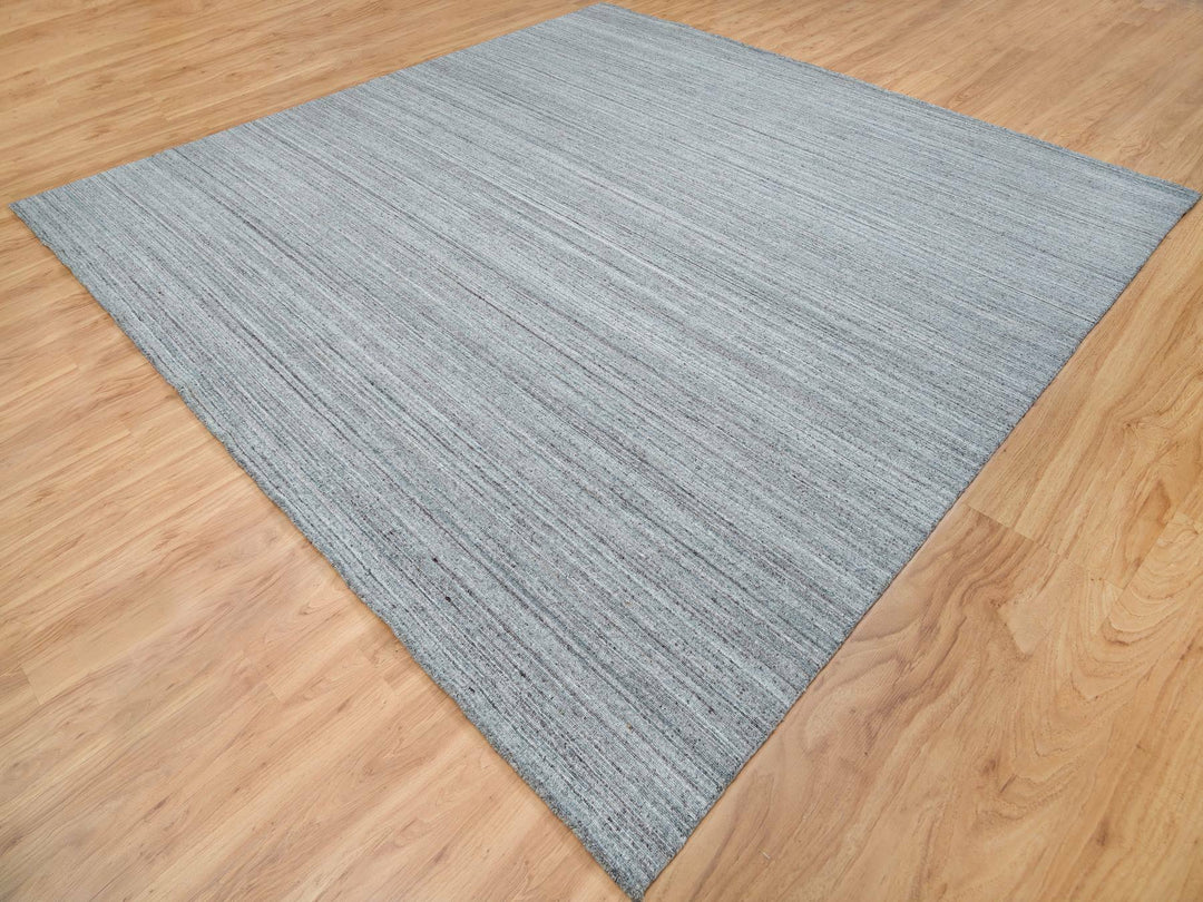 12'0" x 12'0" New Hand Loomed Grey Wool Square Oriental Rug - MOA10265558
