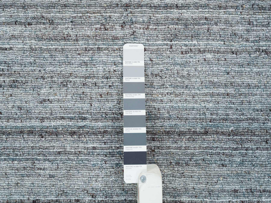 12'0" x 12'0" New Hand Loomed Grey Wool Square Oriental Rug - MOA10265558