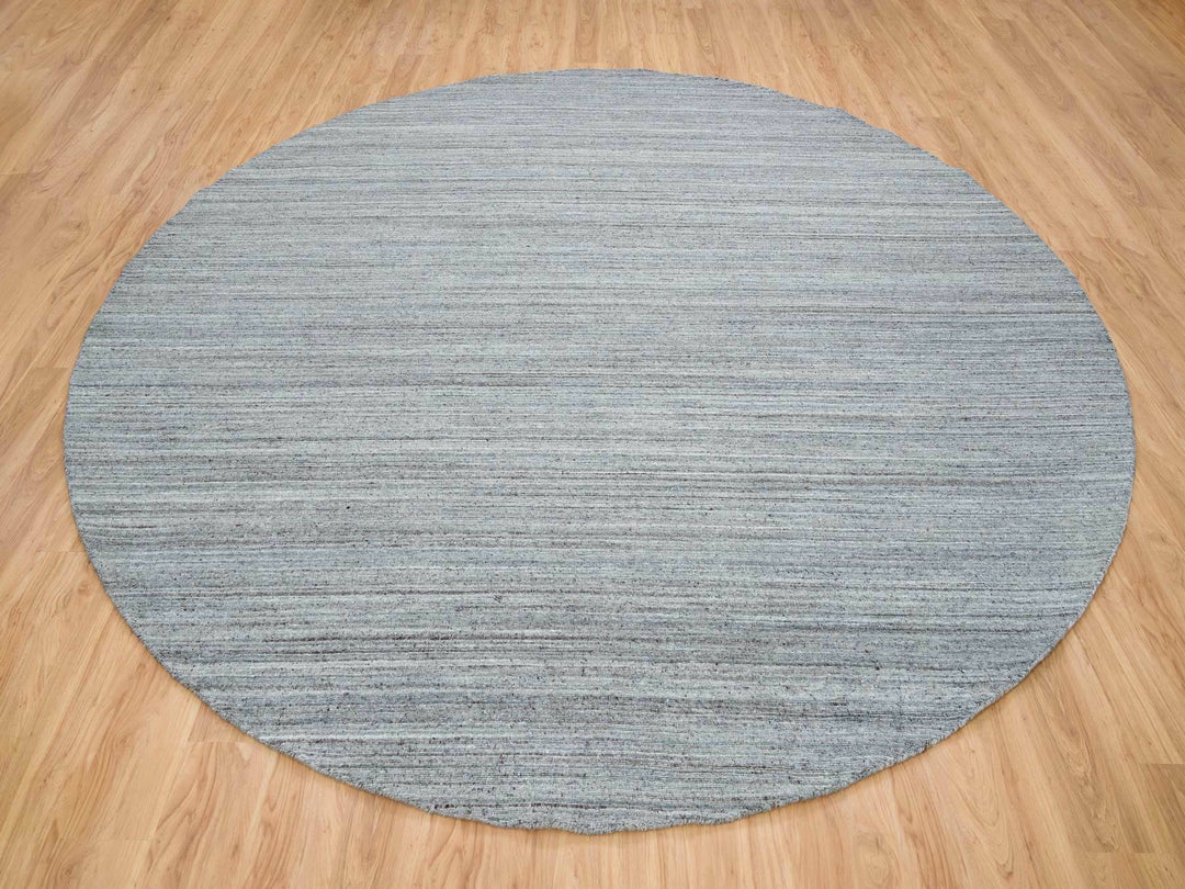 11'10" x 11'10" New Hand Loomed Grey Wool Round Oriental Rug - MOA10265559