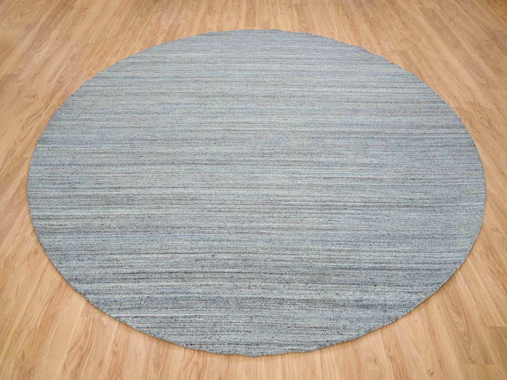 11'10" x 11'10" New Hand Loomed Grey Wool Round Oriental Rug - MOA10265559