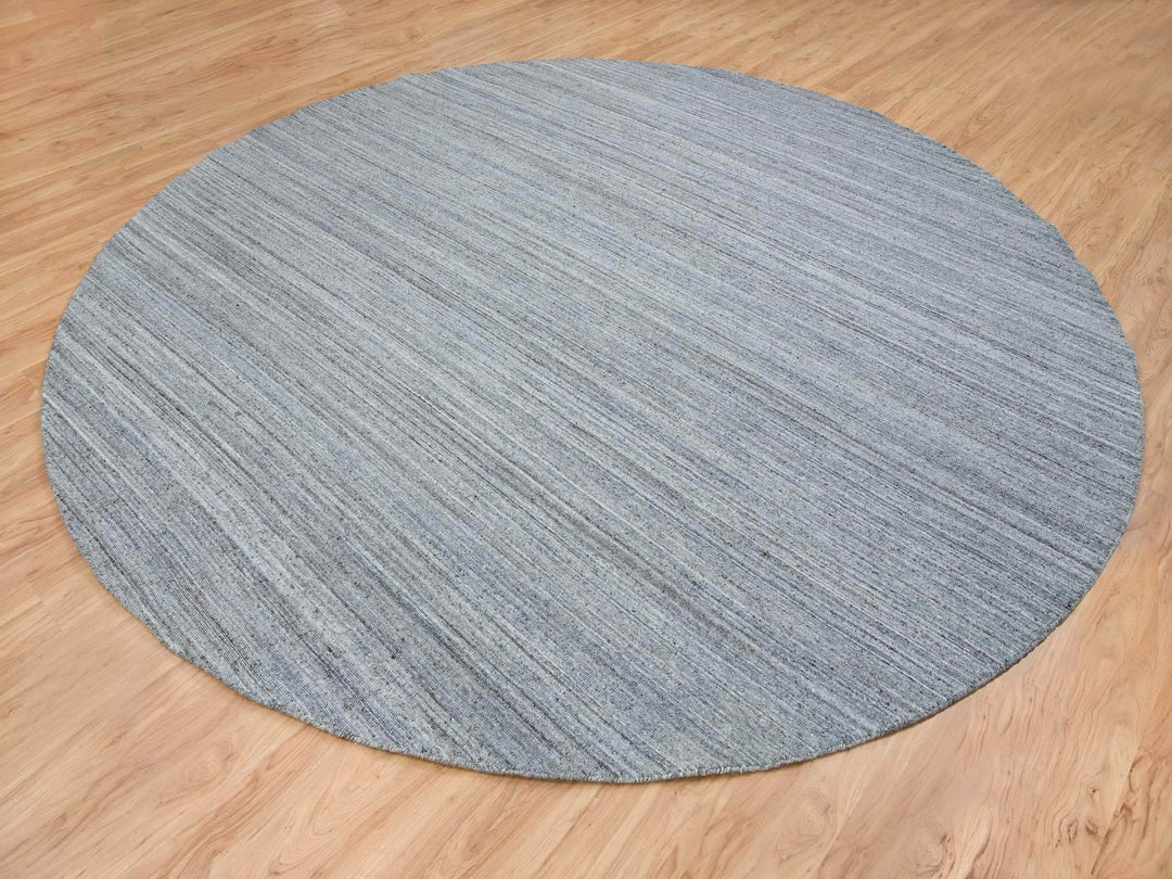 11'10" x 11'10" New Hand Loomed Grey Wool Round Oriental Rug - MOA10265559