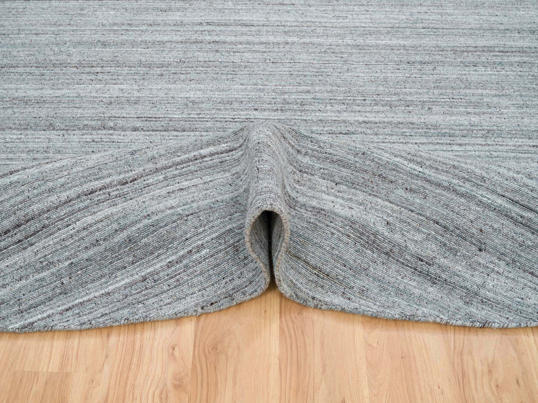 11'10" x 11'10" New Hand Loomed Grey Wool Round Oriental Rug - MOA10265559