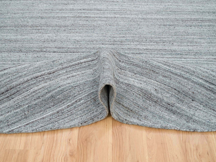 11'10" x 11'10" New Hand Loomed Grey Wool Round Oriental Rug - MOA10265559