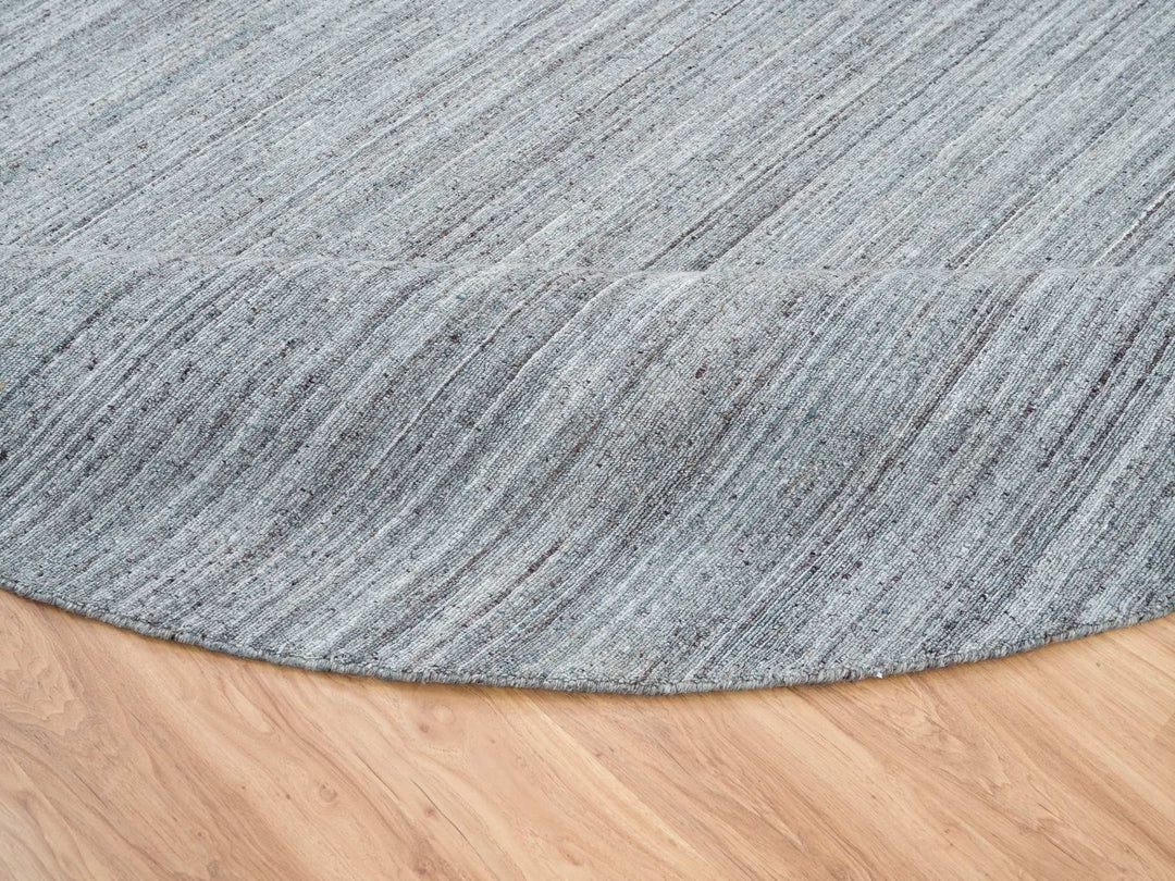 11'10" x 11'10" New Hand Loomed Grey Wool Round Oriental Rug - MOA10265559