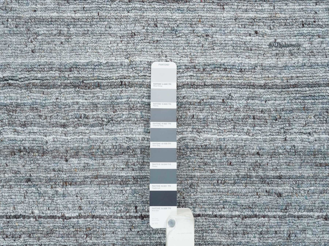 11'10" x 11'10" New Hand Loomed Grey Wool Round Oriental Rug - MOA10265559