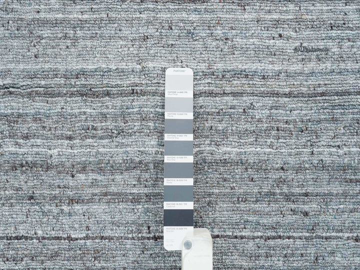 11'10" x 11'10" New Hand Loomed Grey Wool Round Oriental Rug - MOA10265559