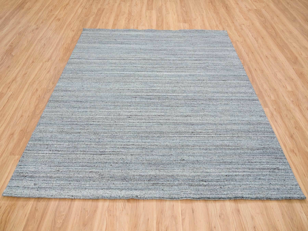 8'1" x 8'1" New Hand Loomed Grey Wool Square Oriental Rug - MOA10265561