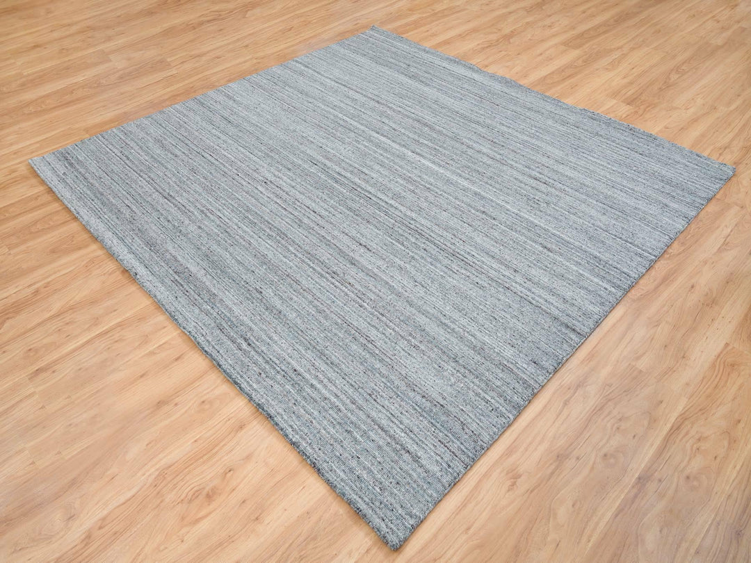8'1" x 8'1" New Hand Loomed Grey Wool Square Oriental Rug - MOA10265561