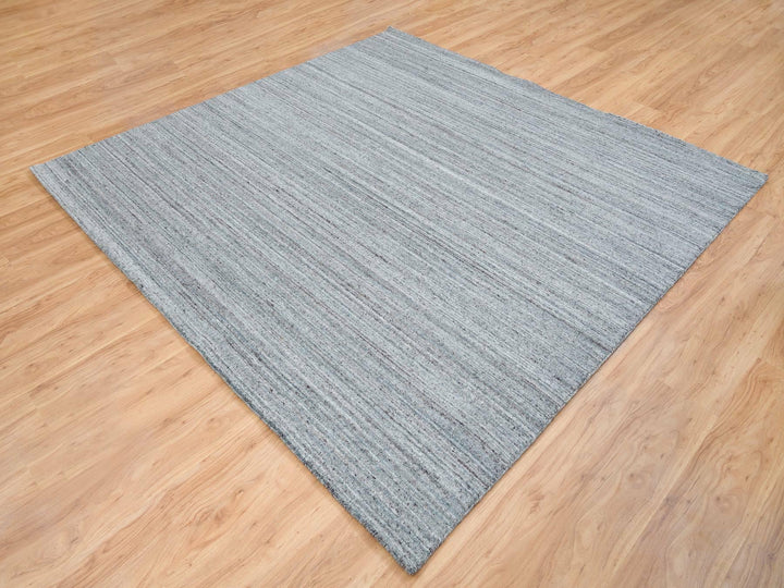 8'1" x 8'1" New Hand Loomed Grey Wool Square Oriental Rug - MOA10265561
