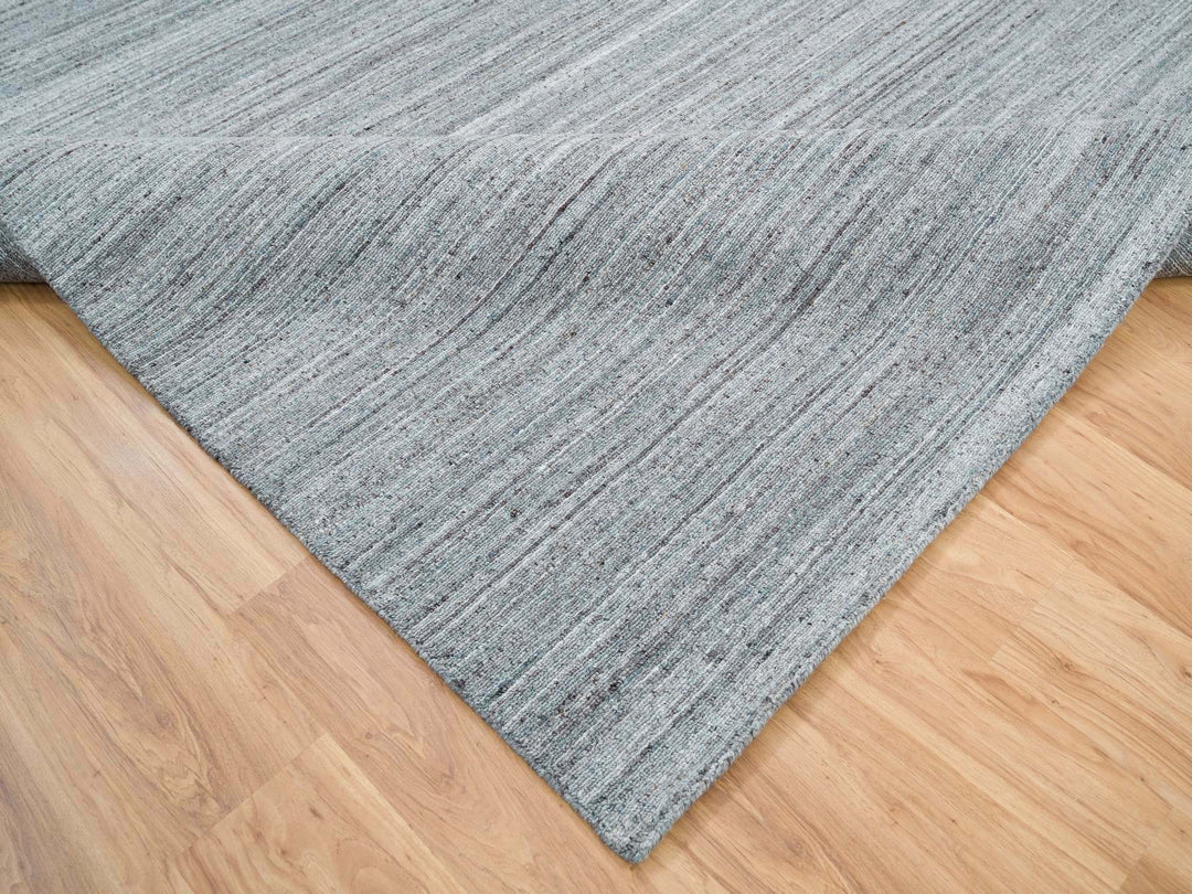 8'1" x 8'1" New Hand Loomed Grey Wool Square Oriental Rug - MOA10265561
