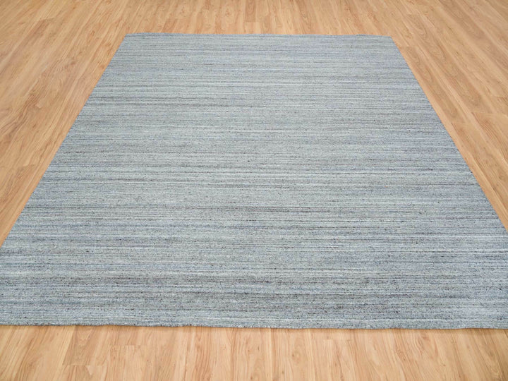 10'1" x 10'1" New Hand Loomed Grey Wool Square Oriental Rug - MOA10265562