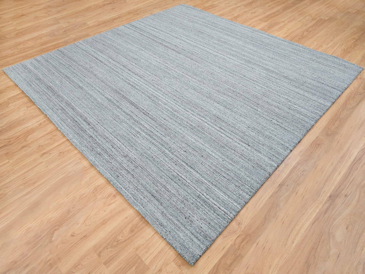 10'1" x 10'1" New Hand Loomed Grey Wool Square Oriental Rug - MOA10265562