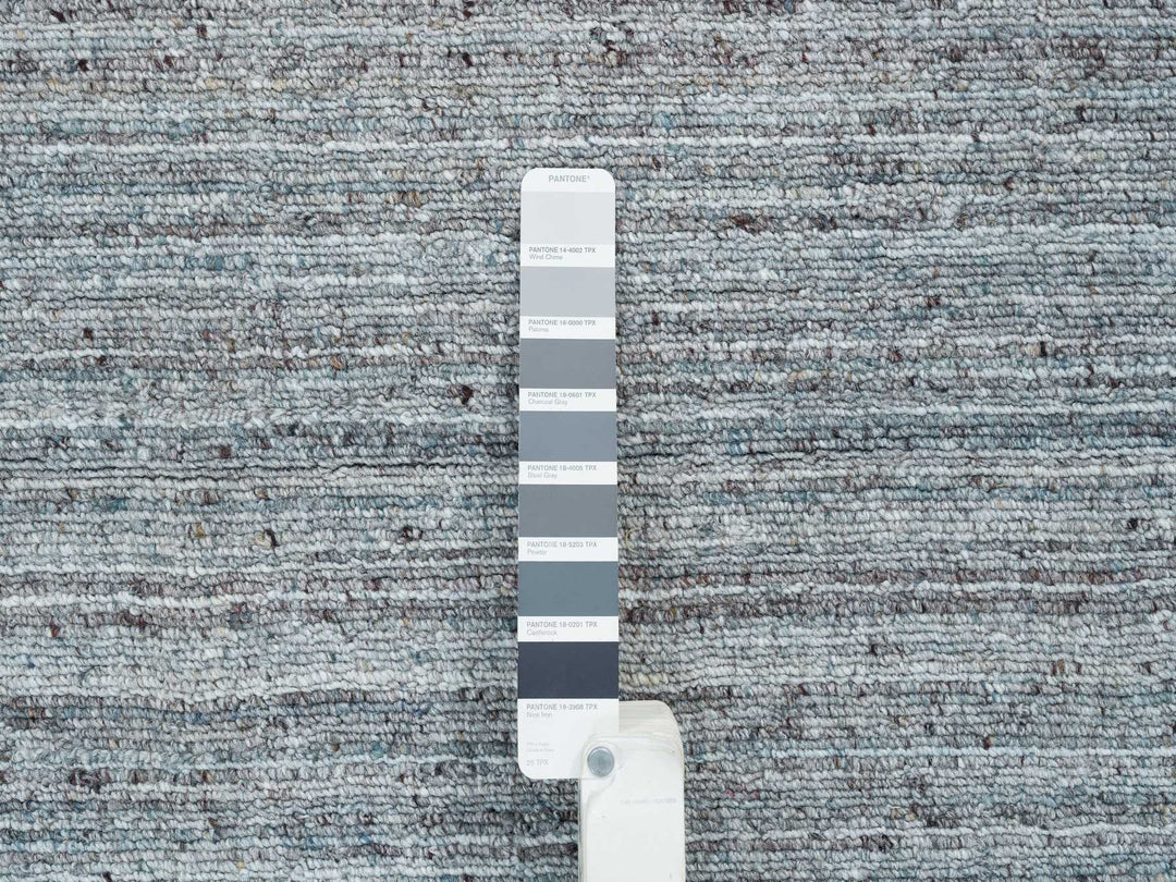 10'1" x 10'1" New Hand Loomed Grey Wool Square Oriental Rug - MOA10265562