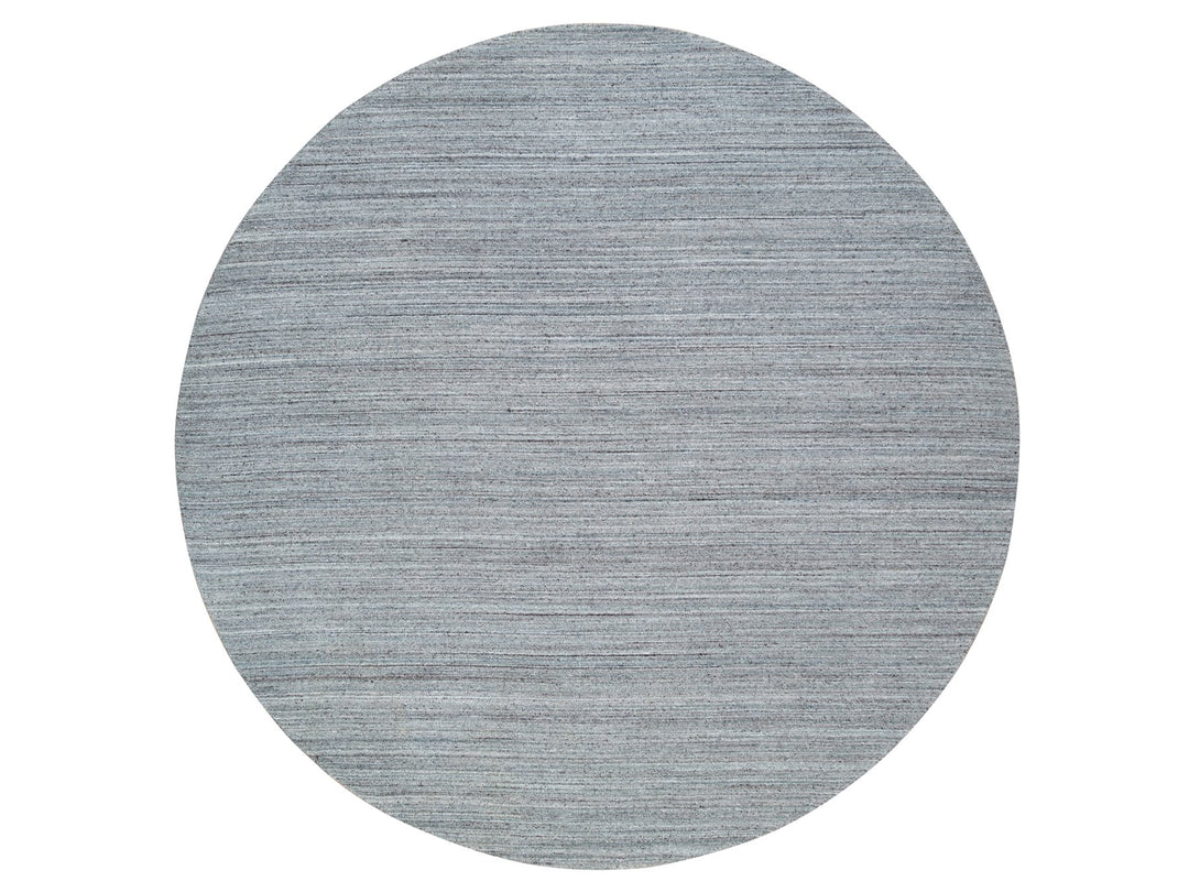 10'1" x 10'1" New Hand Loomed Grey Wool Round Oriental Rug - MOA10265563