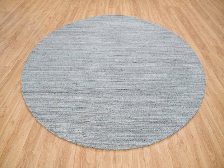 10'1" x 10'1" New Hand Loomed Grey Wool Round Oriental Rug - MOA10265563
