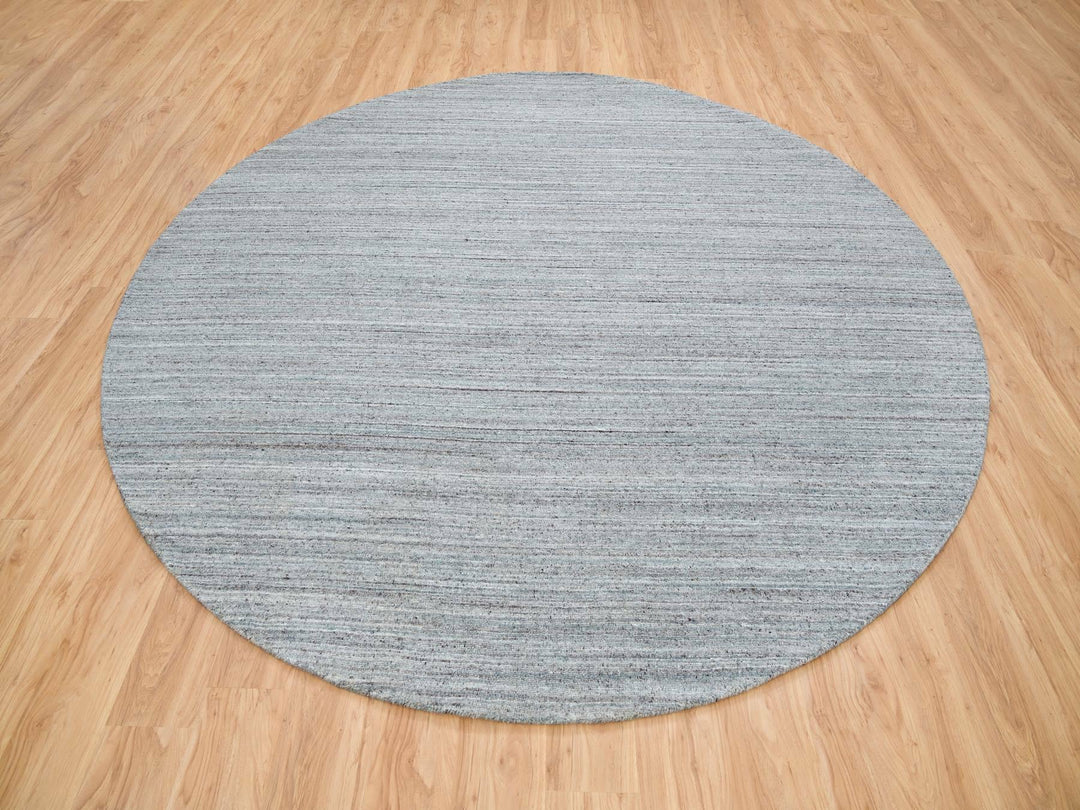 10'1" x 10'1" New Hand Loomed Grey Wool Round Oriental Rug - MOA10265563