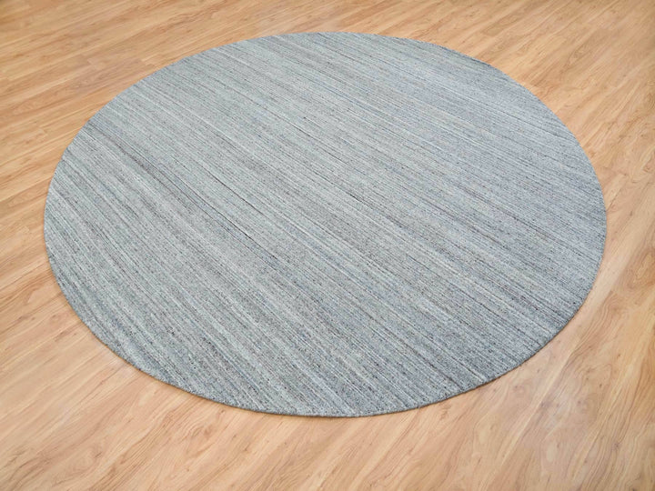 10'1" x 10'1" New Hand Loomed Grey Wool Round Oriental Rug - MOA10265563