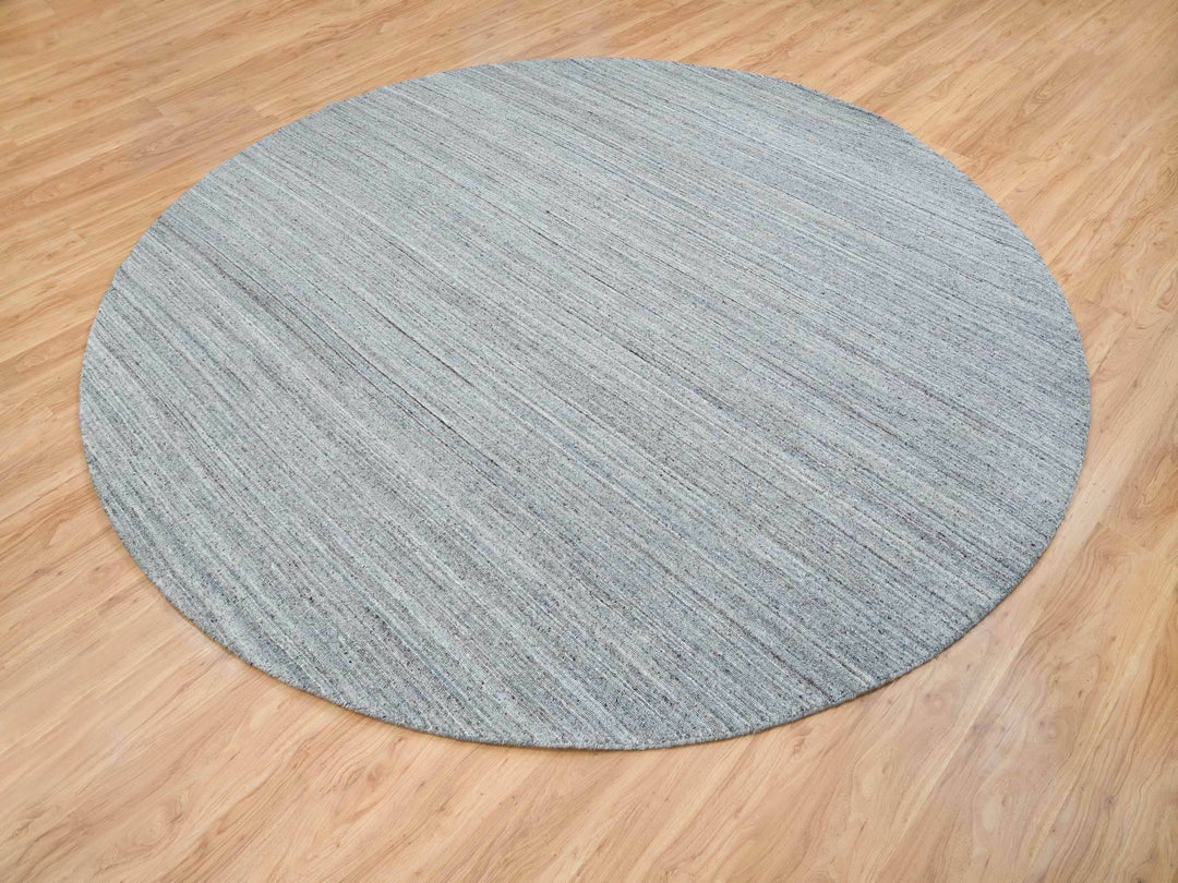 10'1" x 10'1" New Hand Loomed Grey Wool Round Oriental Rug - MOA10265563