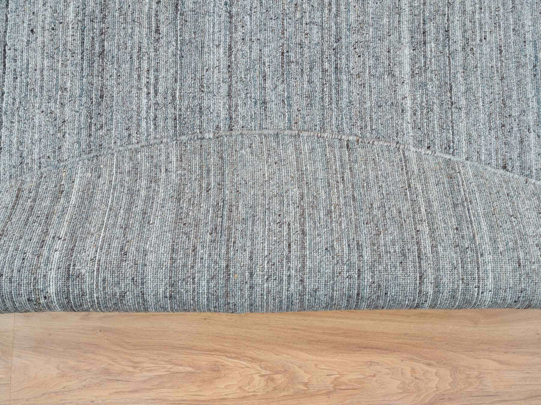 10'1" x 10'1" New Hand Loomed Grey Wool Round Oriental Rug - MOA10265563